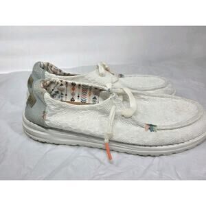 Hey Dude Wendy Boho Women's Shoes Size 9 White Crochet Lace Slip On